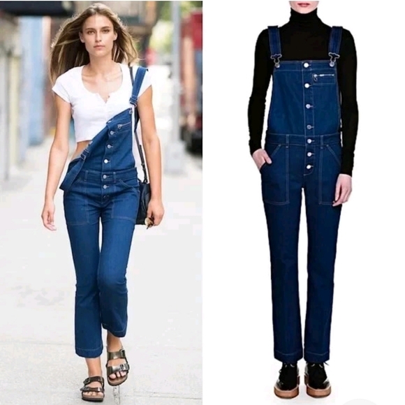 NEW STELLA MCCARTNEY women kick flare overalls in blue Italy 40 US Medium